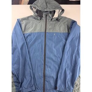 Frogg Toggs Rain Jacket Mens Large Blue Grey Hooded Full Zip Windbreaker Outdoor